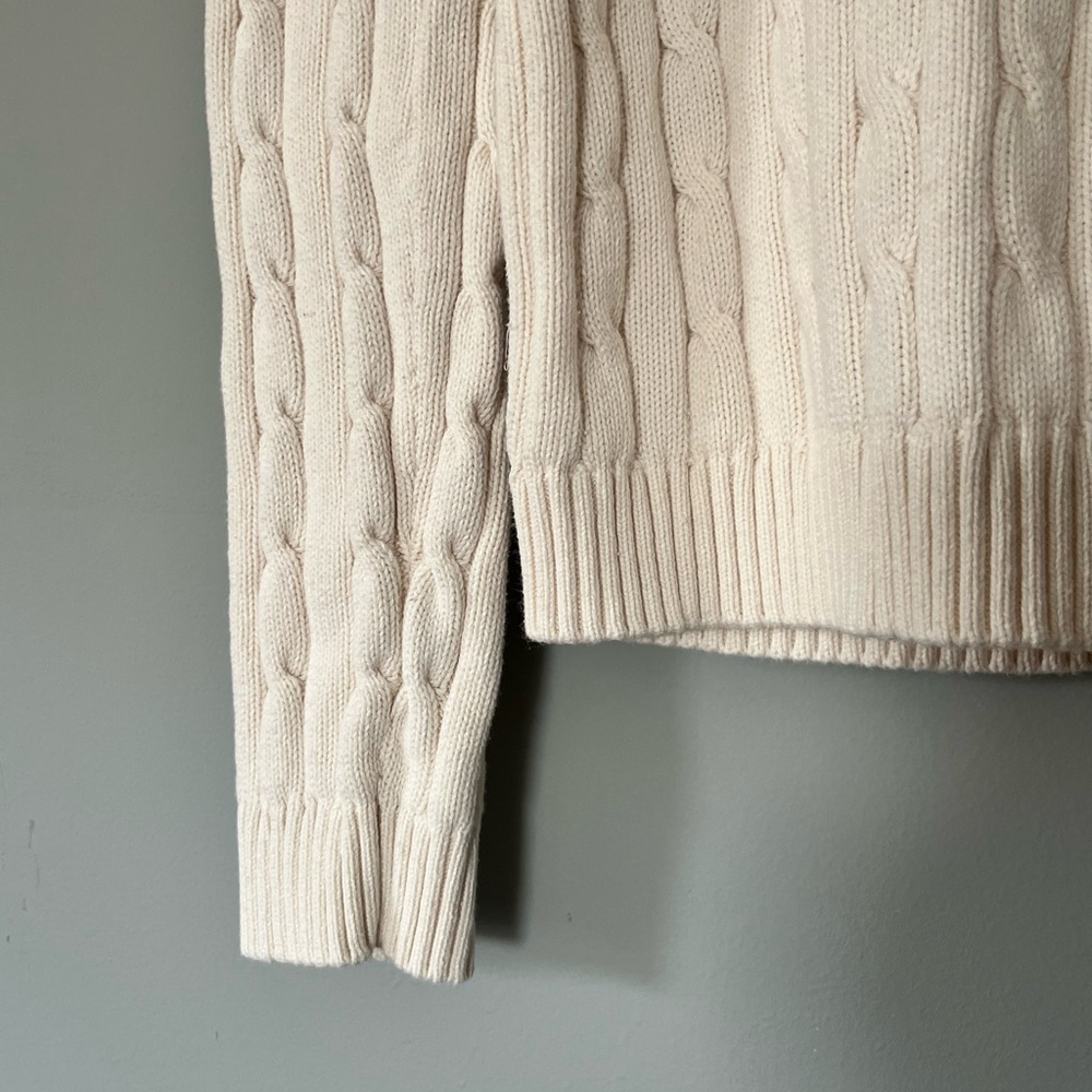 Chaps by Ralph Lauren V-Neck Cable Knit Sweater in Cream - Picture 3 of 6
